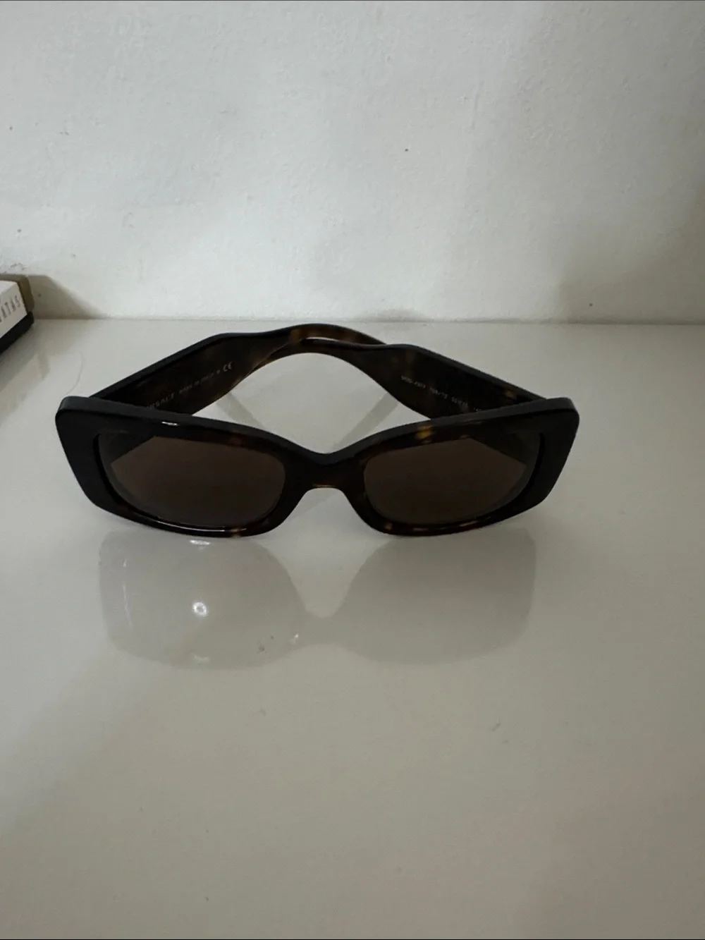 Versace Tortoiseshell Rectangular Sunglasses with Brown Lenses